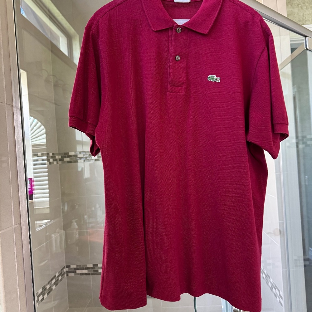 Men's Lacoste Classic Pique Polo Shirt-Size XL-(EU6)-maroon